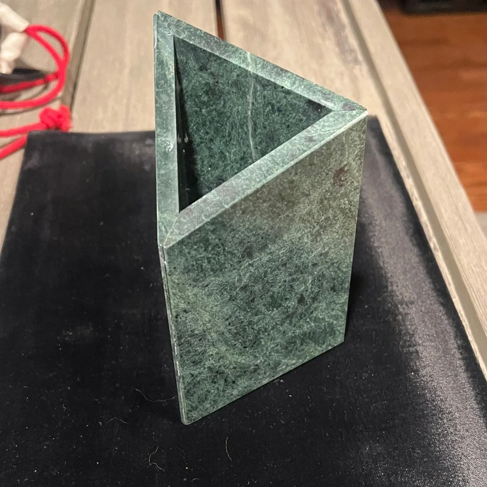 Green Marble Triangle Pencil/Pen Cup Holder New